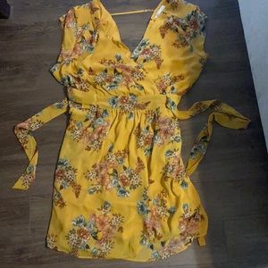 Floral mustard yellow dress
